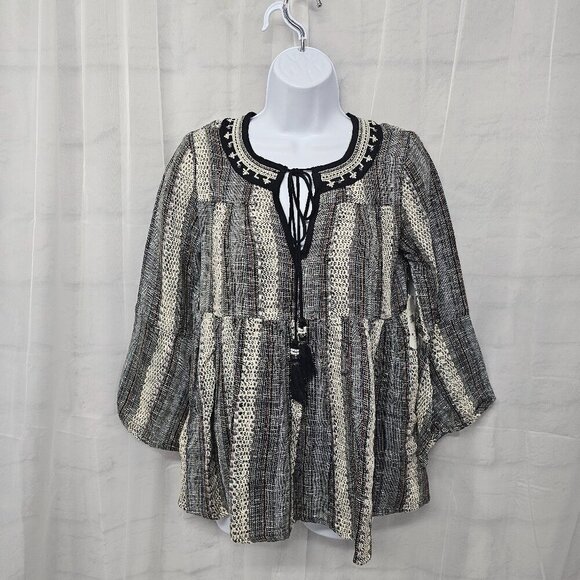 Altar'd State Blouse Black Peasant Metallic Hippie Boho Festival S NWT - Picture 13 of 13